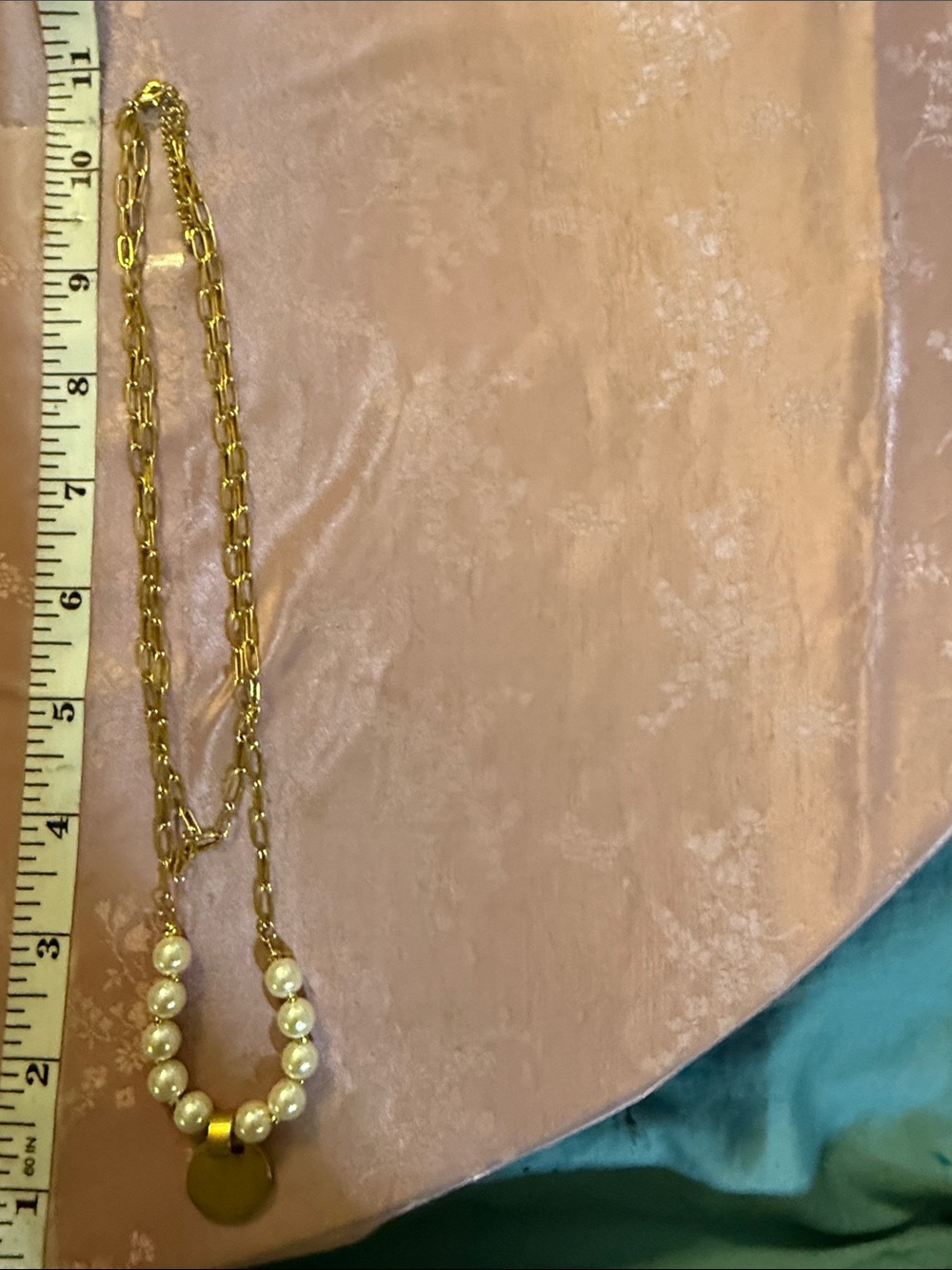 Gold Pearl Pendant Layered Necklace - Picture 2 of 2